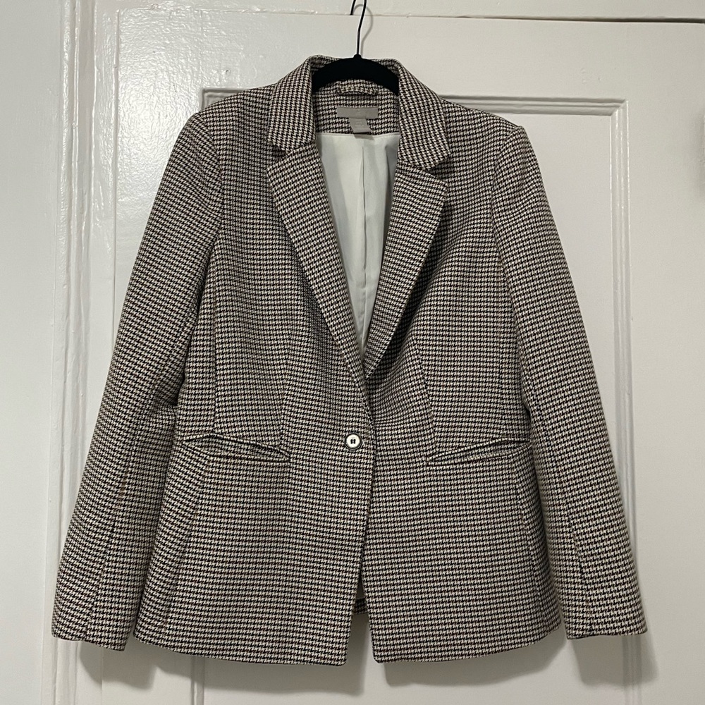 H&M Blazer women’s 12 houndstooth blazer business casual office professional